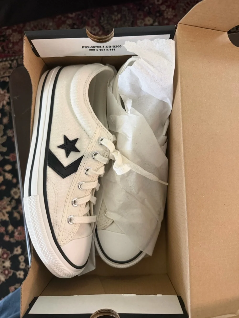 Converse Kids Low Top Sneakers in White and Black Star Logo
